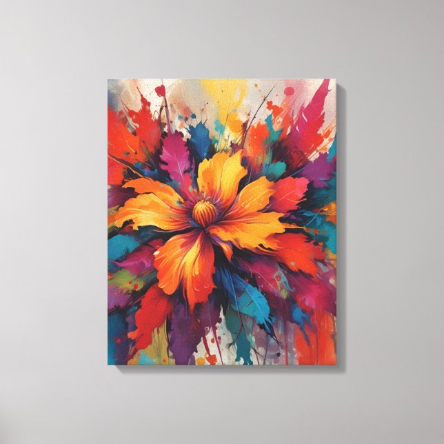 Radiant Burst of Orange Blommigt Energy Canvastryck (Framsida)