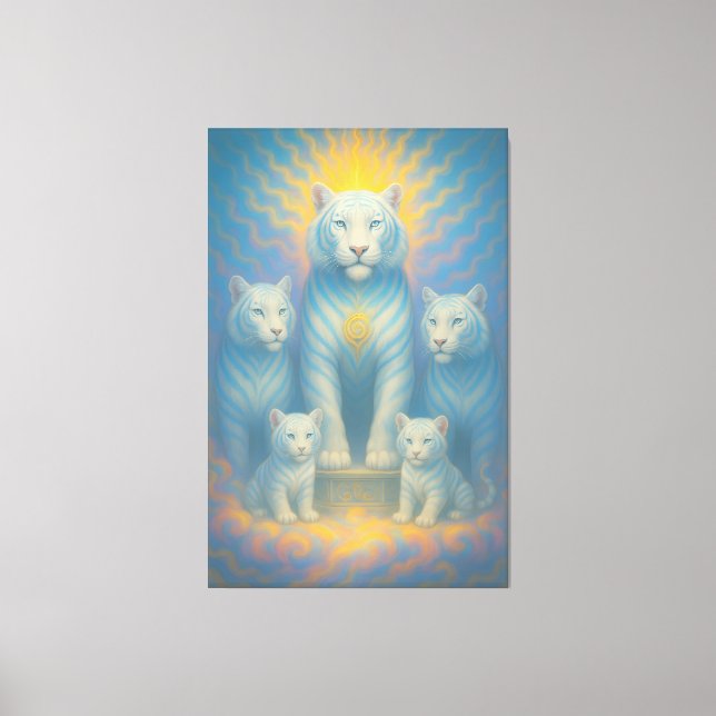 Radiant Celestial White Tiger Family | ManJiangHon Canvastryck (Framsida)