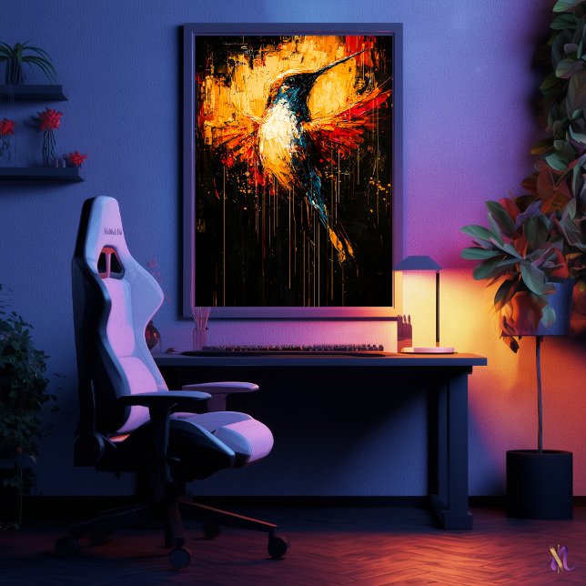 Radiant Contemporary Expressionist Hummingbird Poster (Skapare uppladdad)