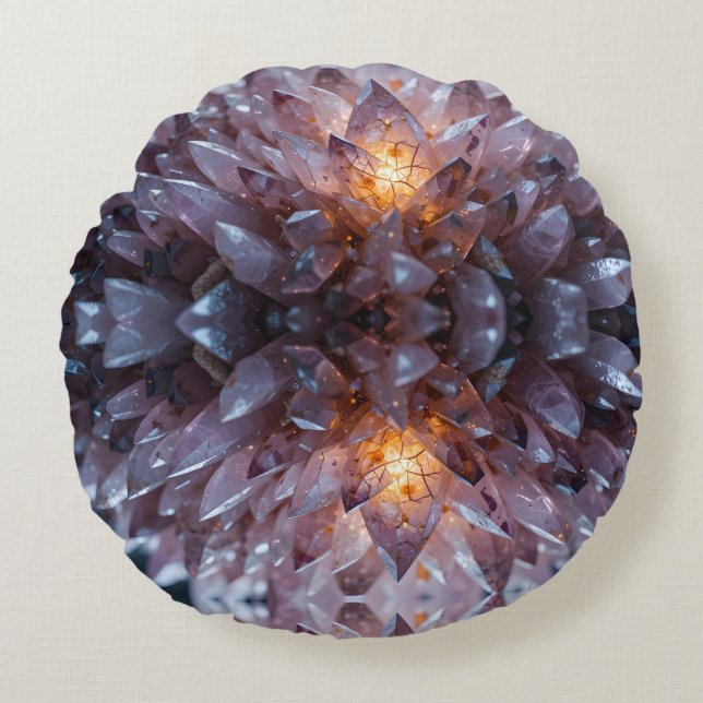 Radiant Crystal Heart Rund Kudde (Framsidan)