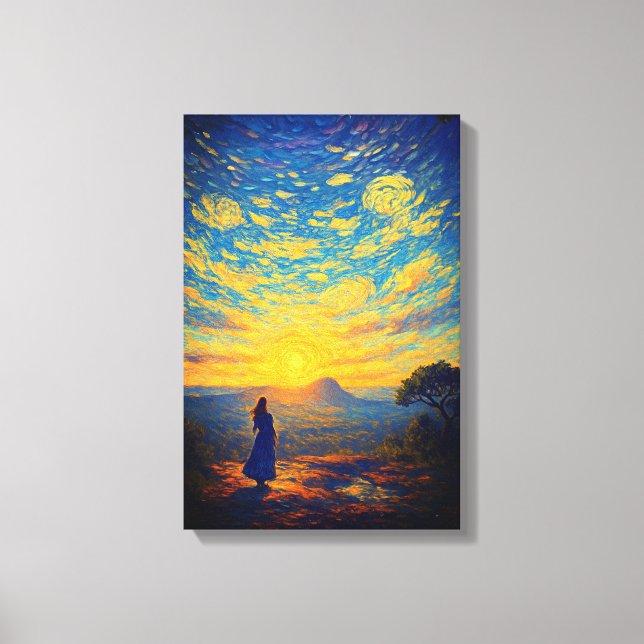 Radiant Dawn vid Pha Chanadai - Van Gogh Stil Canvastryck (Framsida)