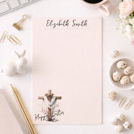 Radiant Easter Cross with Floral Accents Brevpapper