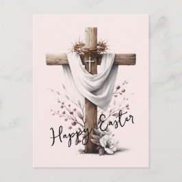 Radiant Easter Cross with Floral Accents Helg Vykort