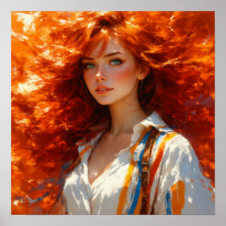 Radiant Elegance - Oil Porträtt of Timless Beauty Poster