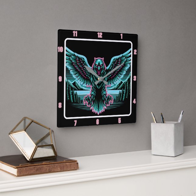 Radiant Falcon Glow-tidsstycke Fyrkantig Klocka (Kontor)