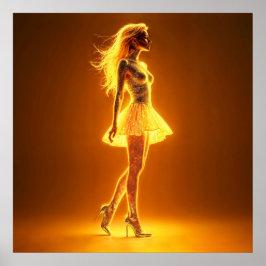 Radiant fantasi, lysande gyllene glöd poster