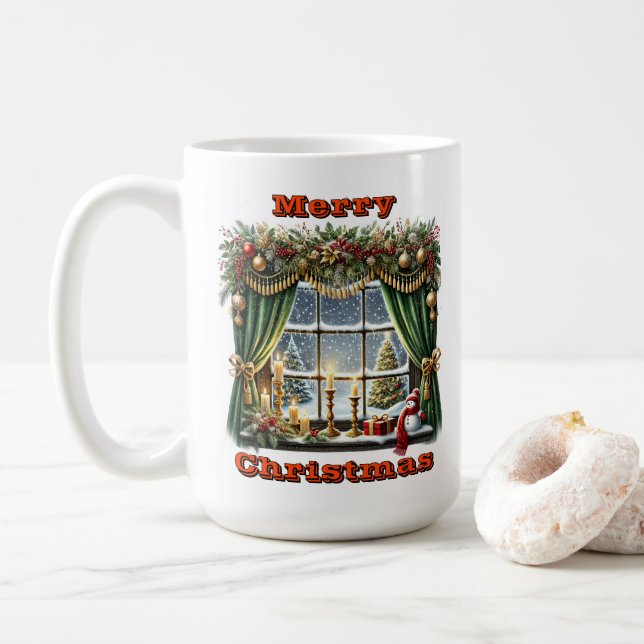 Radiant Festive Window-Visning Kaffemugg (Med munk)