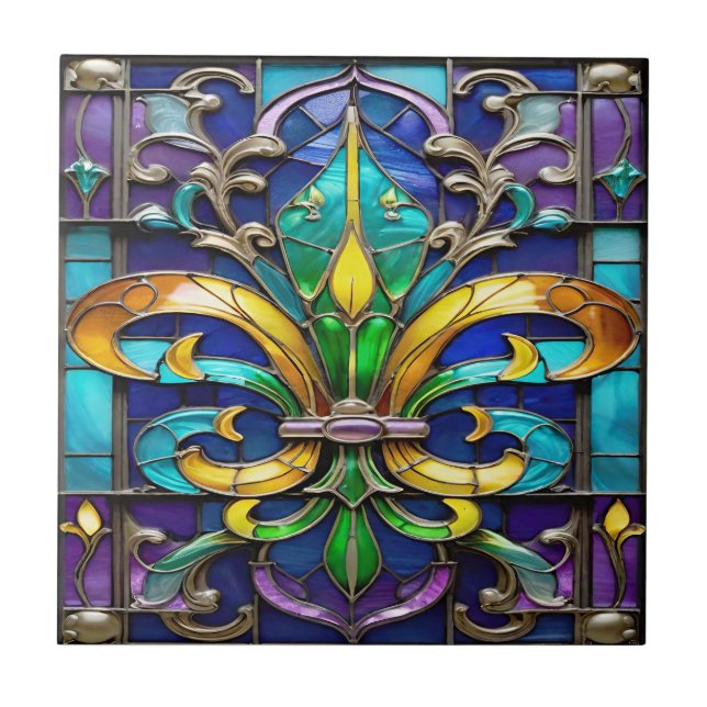 Radiant Fleur de Lis Ceramic Tile Kakelplatta (Framsidan)