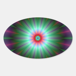 Radiant Flower Sticker Ovalt Klistermärke