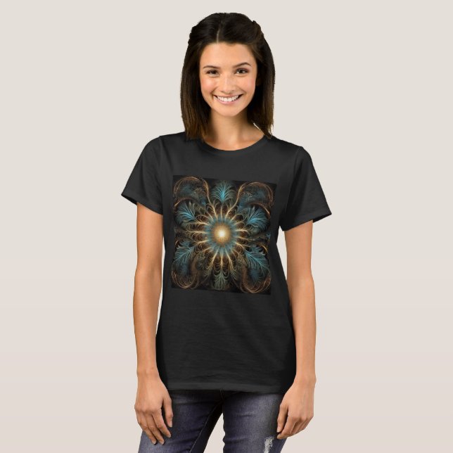Radiant Fractal Flower T Shirt (Hel framsida)