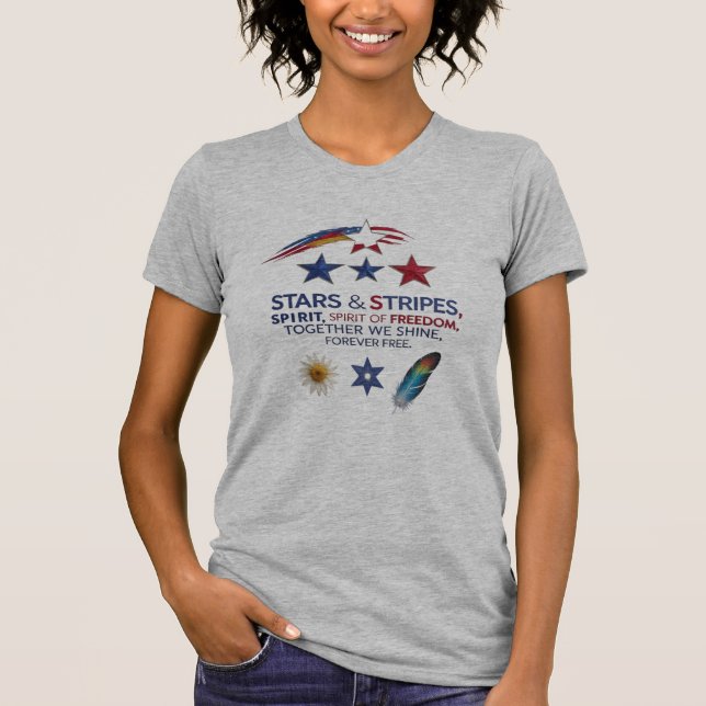 Radiant frihet - stjärnor, Rand och fläckfri slim T Shirt (Framsida)