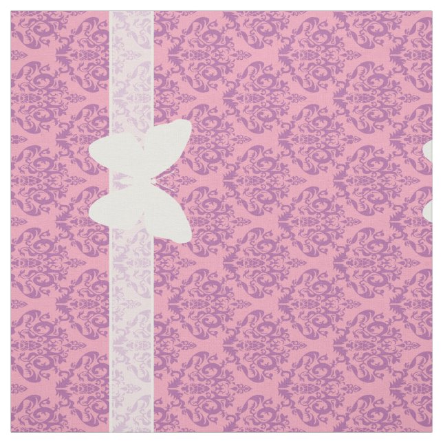 Radiant Frosted Orchid Damask with Butterfly Tyg (Provkarta)