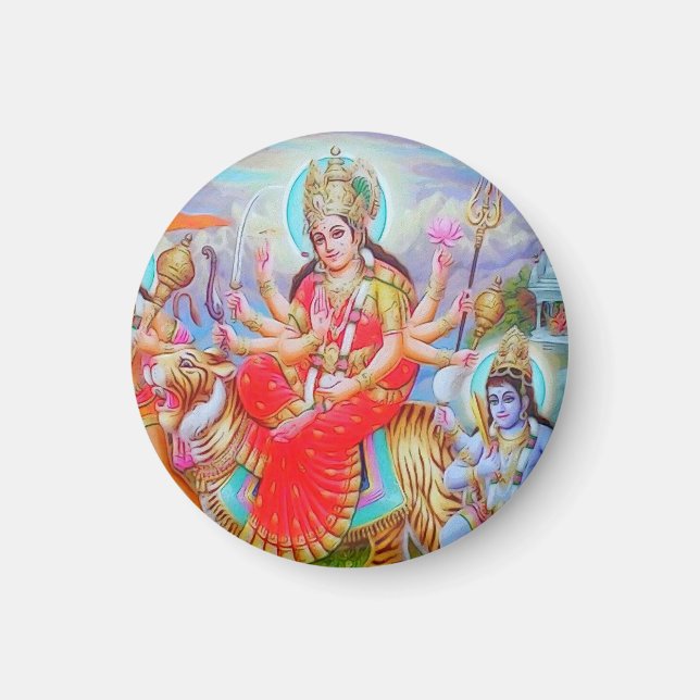 Radiant Goddess Durga Ji Painting Magnet (Framsidan)