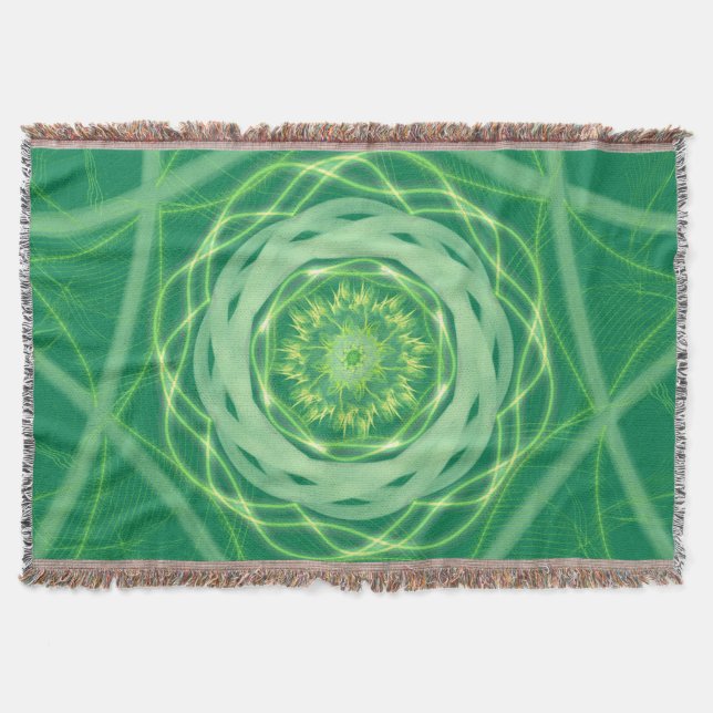 Radiant Green Spirograph Mandala Filt (Framsidan)