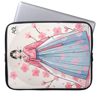 Radiant Hanbok Woman Embelled med Cherry Bloss Laptop Fodral