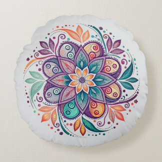“Radiant Harmony Mandala" Rund Kudde