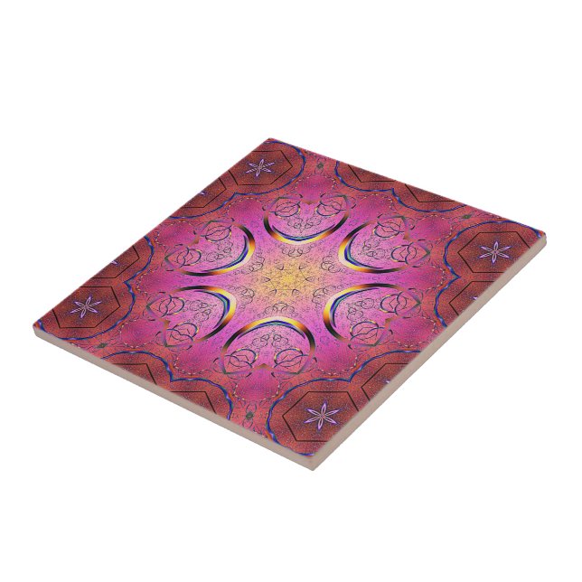 Radiant Heart Kaleidoscope Kakelplatta (Sidan)