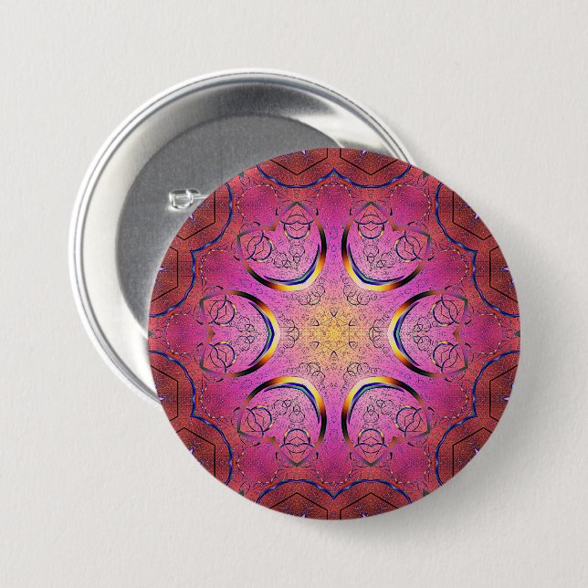 Radiant Heart Kaleidoscope Knapp (Framsida & baksida)
