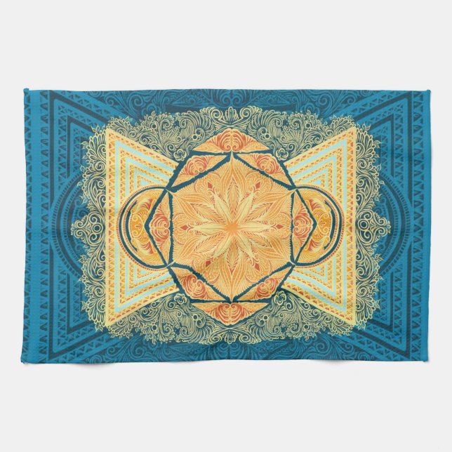Radiant Helig Geometry Mandala Kökshandduk (Horisontell)