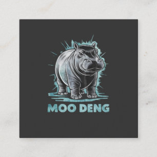 Radiant Hippo Moo Deng Fyrkantigt Visitkort