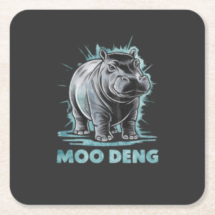 Radiant Hippo Moo Deng Underlägg Papper Kvadrat