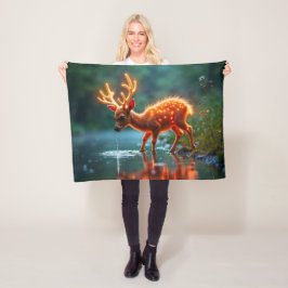 Radiant hjort fauna som vattnar hål forbs fleecefilt