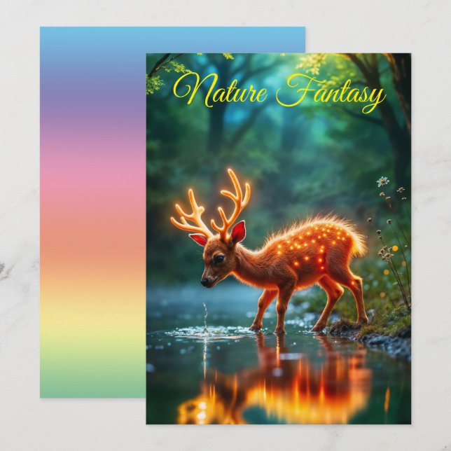 Radiant hjort fauna som vattnar hål forbs julkort (Fram/baksida)