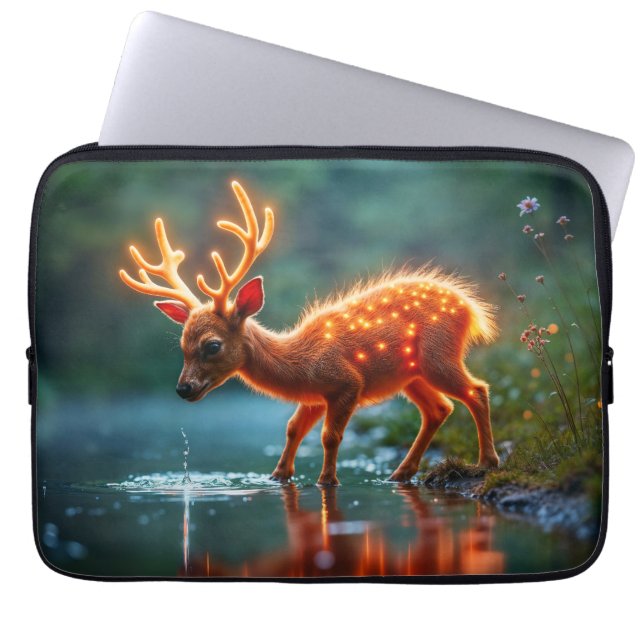 Radiant hjort fauna som vattnar hål forbs laptop fodral (Framsidan)