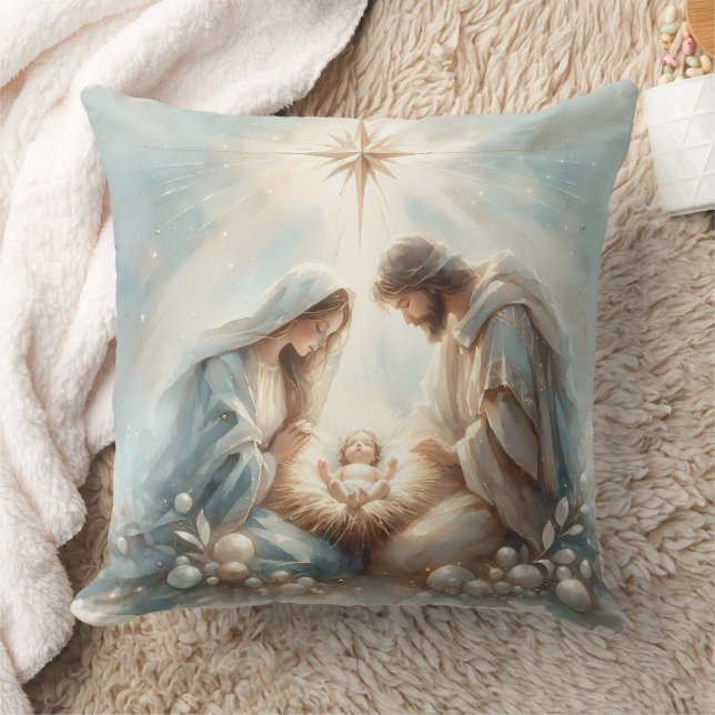 Radiant Holy Family Nativity Scene Kudde (Filt)