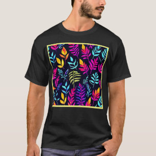 Radiant höstglöd: Neon-Hued Löv Mönster T Shirt