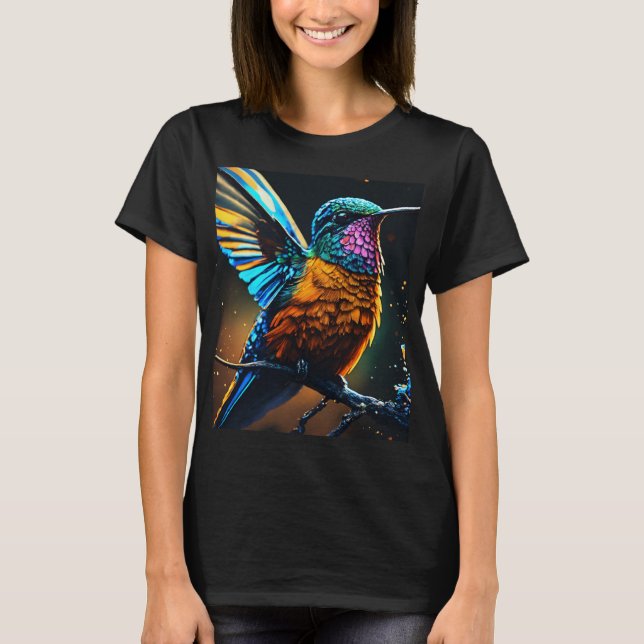 Radiant Hummingbird: Fire & Ice Line Art Tee (Framsida)
