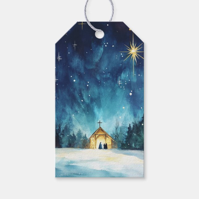 Radiant julstjärna över Betlehem Presentetikett (Framsidan)