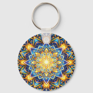 Radiant Kaleidoscope Mandala – Color Harmony gold Nyckelring