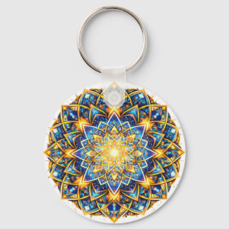 Radiant Kaleidoscope Mandala – Color Harmony gold Nyckelring