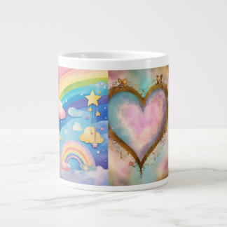 Radiant Kärlek: Heart & Rainbow Fusion Kopp Jumbo Mugg