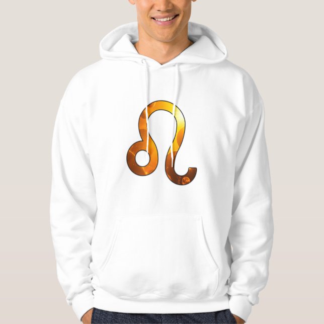 Radiant Leo Glow - Luxurious Guld Cosmic Art Hoodie (Framsida)