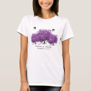 Radiant Lila Heart Löv Träd Bröllop T-shirt