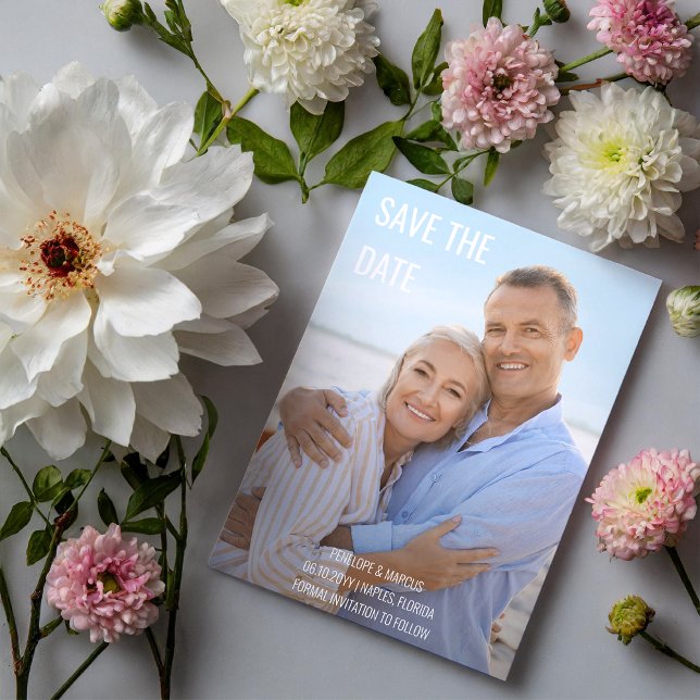 Radiant Lycklig Photo Bröllop spara datum Vykort (Skapare uppladdad)