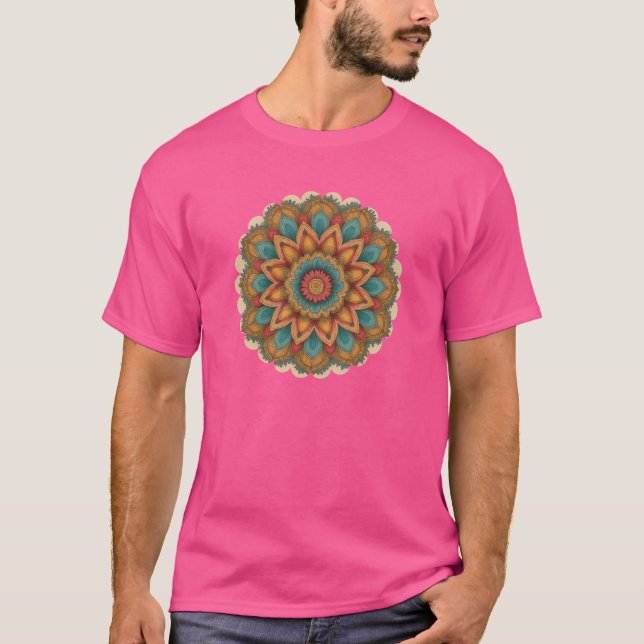 Radiant Mandala Boho Style Design T Shirt (Framsida)