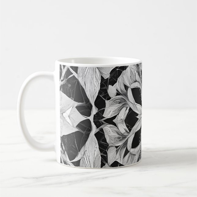Radiant Mandala: Vibrant Symmetrical Fantasy Art Kaffemugg (Vänster)