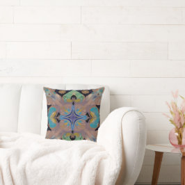 Radiant Mandala: Vibrant Symmetrical Fantasy Art Kudde