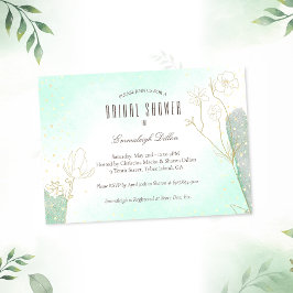 Radiant Mint Grönt Botanical Glitter Möhippa Inbjudningar