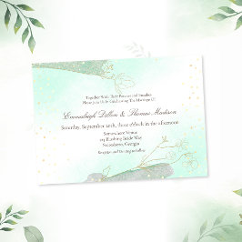 Radiant Mint Grönt Foliage Glitter Bröllop Inbjudningar