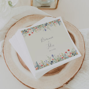 Radiant Multifärgad Wildblomma Bröllop Napkins Pappersservett