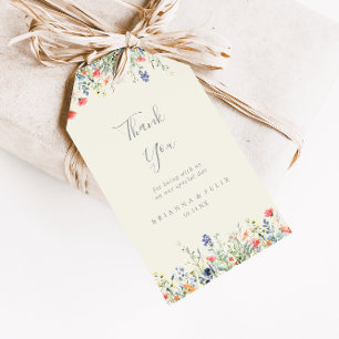 Radiant Multifärgad Wildblomma Bröllop Tack Presentetikett