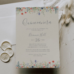 Radiant Multifärgad WildblomQuinceañera Inbjudningar