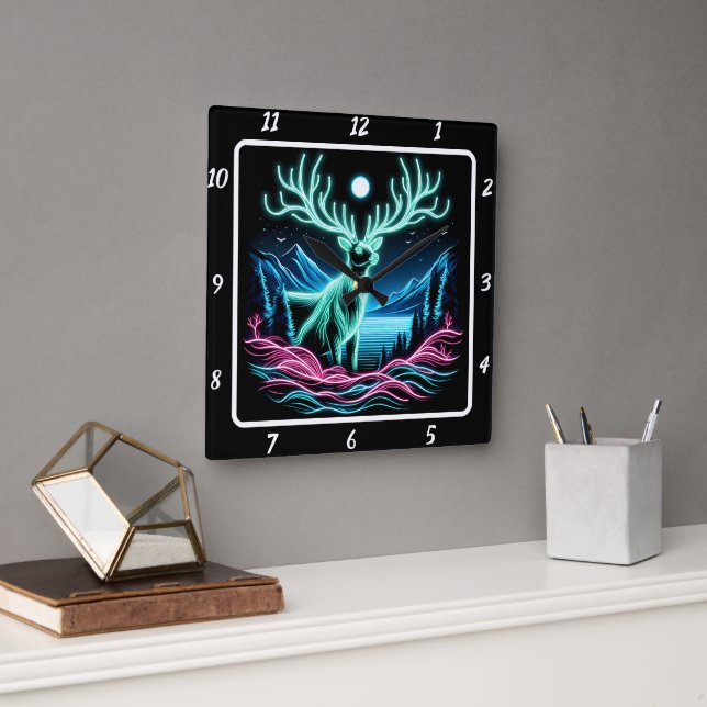 Radiant Neon Buck Fyrkantig Klocka (Kontor)