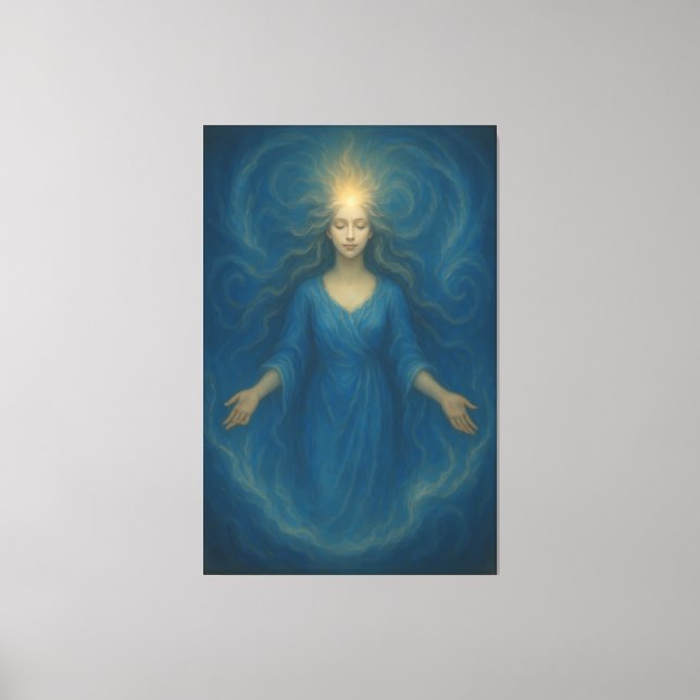 Radiant Ocean Goddess – Luminescent Spirit Awakeni Canvastryck (Framsida)