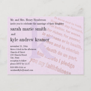 Radiant Orchid Christian Modern Monogram Bröllop Vykort