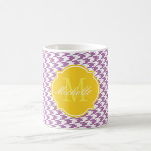 Radiant Orchid Houndstooth Monogram Mugg